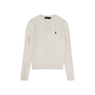 POLO SPORT美國保羅秋冬季RL拉夫圓領(lǐng)長(cháng)袖針織衫毛衣刺繡套頭麻花女款上衣 白色 L