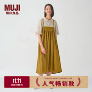 無印良品（MUJI）IDEE 女式 強(qiáng)捻 兩穿裙 女夏季款裙子 棉麻 吊帶裙  GAD14C4S 卡其色 M (155/68A)