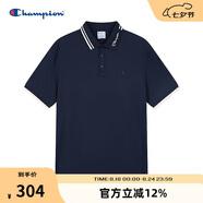 Champion冠軍短袖男25春季新款polo衫休閑風(fēng)T恤女簡(jiǎn)約潮商務(wù)風(fēng) 藏青色 M