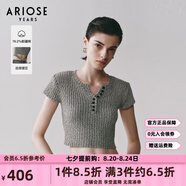 艾諾絲雅詩【商場同款】2025夏季新品新疆棉綁帶V領(lǐng)針織衫上衣女裝40418158 石墨灰 XL