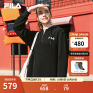 FILA 斐樂官方連衣裙2025年秋季新品長款連帽打底衛(wèi)衣長裙子 正黑色-BK L 170/88A/L