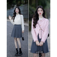 茵曼全棉提花立領(lǐng)襯衫春季女裝休閑通勤寬松長(cháng)袖氣質(zhì)襯衣上衣 白色 S 