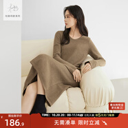 對白【杜鵑同款】法式針織連衣裙女秋冬2025新款顯瘦內(nèi)搭毛衣長裙 花咖色 S