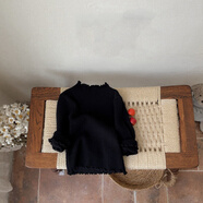 喜雅萌嬰兒毛衣0-1歲開(kāi)衫女孩套裝衣服秋冬225新款甜美加絨公主裙寶寶冬 黑色毛衣打底衫 80 cm *建議18-22斤左右*