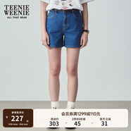 Teenie Weenie小熊女裝夏季簡(jiǎn)約時(shí)尚牛仔短褲時(shí)尚高腰褲子女韓版 深藍(lán)色 S (160)
