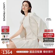 朗姿三醋酸Basic衣櫥白色女士小西裝外套夏新款西服明星同款 米白色 S