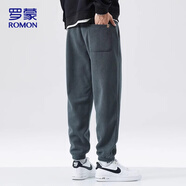 羅蒙（ROMON）褲子男士衛褲秋冬季寬松束腳休閑褲潮流百搭運動(dòng)男褲長(cháng)褲
