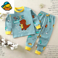 G.DUCKKIDS小黃鴨0-7歲兒童內衣套裝寶寶秋衣秋褲男童女童睡衣嬰兒衣服春秋 墨綠色恐龍(A類(lèi)純棉柔軟舒適) 100 建議身高85-95