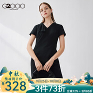 G2000【酷爽面料】G2000女2025年春季新款V領(lǐng)蝴蝶結(jié)潮流氣質(zhì)包臀連身裙 黑色/99 XS /32