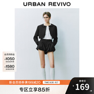 UR2025秋季新款女裝法式復古娃娃領(lǐng)短款寬松外套UYU150011 黑色 (偏短) S