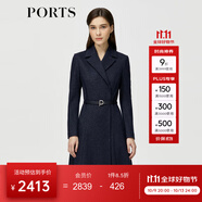 PORTS寶姿秋冬新品女裝長(zhǎng)袖中長(zhǎng)連衣裙ALM9N013LCF030 丈青 S (4)