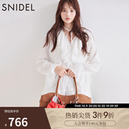 SNIDEL2025春夏新品刺繡花邊荷葉領(lǐng)喇叭袖襯衫連衣裙SWFB251065 白色 均碼 (F)