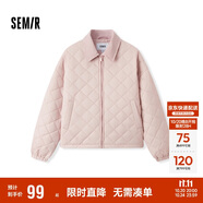 森馬（Semir）棉服女燈芯絨翻領(lǐng)菱形格復(fù)古2024冬三防寬松輕薄棉衣109724112007