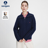 Navigare意大利小帆船女25年新款全羊毛針織開衫毛衣羊毛衫外套2334095507