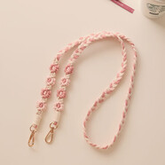 流行故飾波西米亞編織花朵手機掛繩雛菊花斜跨掛頸手機掛繩相機抱嬰袋改造 粉色(成品-120cm-送貼片)