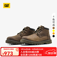 CAT卡特工裝靴馬丁靴牛皮鞋子男士防滑短靴商場同款男靴DOUB 棕色 39