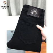 啄木鳥（TUCANO）春秋黑色牛仔長褲男歐美彈力修身小腳休閑九分褲寬松直筒 014馬牌牛仔褲 黑色 29