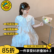 G.DUCKKIDS童裝女童連衣裙夏季2024新款洋氣女大童夏裝學(xué)院風(fēng)純棉兒童裙子潮 淺藍色娃娃領(lǐng)款 170 建議160-170cm14-15歲