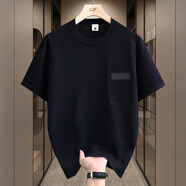 費(fèi)洛仕歐洲站輕奢高品質(zhì)潮流修身短袖羊毛衫男2025秋冬新款歐貨圓領(lǐng)毛衣 2502黑色 M (95-110斤)