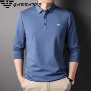 EmporioArmani阿瑪尼品牌桑蠶絲長袖t恤男圓領(lǐng)春秋季裝體恤絲光棉男士打底衫 翻領(lǐng)灰藍(lán)3913 3XL 190