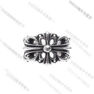 克羅心（chrome heart） 雙十字花Floral 開(kāi)口 戒指 男款 銀色 禮物 4.5