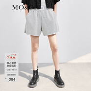 MO&Co.休閑松緊腰運動(dòng)風(fēng)休閑短褲黑色寬松直筒高腰女摩安珂 中花灰色 M