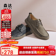 森達皮鞋男款牛皮戶外復(fù)古工裝鞋休閑鞋單鞋ZYC13CM4 卡其色 43