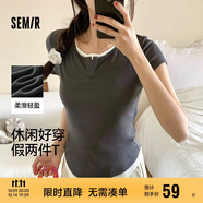 森馬（Semir）短袖T恤女短款套頭衫氣質休閑2025夏假兩件緊身衣服109325100013