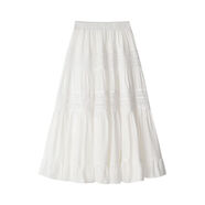 小紅書同款XinmonLee減齡洋氣休閑垂感法式復(fù)古勾花刺繡半身裙高 白色 S