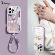 迪士尼（Disney）適用蘋果16promax手機殼新款iPhone15全包防摔14pm玲娜貝兒13Pro星黛露12透明外殼11少女x帶掛繩保 草紫掛繩-四美貼貼草紫【透明奶油殼】 iPhone_12