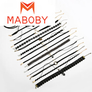 MABOBY脖子飾品蕾絲頸帶項鏈裝飾項圈鎖骨鏈女黑色頸鏈 15件套傾國傾城平均每件低