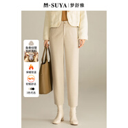 夢(mèng)舒雅女褲魚(yú)骨紋綿羊毛九分加厚哈倫褲2025秋冬款高腰顯瘦西褲女