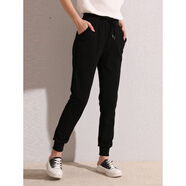 喆煒2025運動(dòng)褲女春夏寬松純棉黑色長(cháng)褲收口褲透氣小腳褲衛褲潮女裝  純黑束腳 S