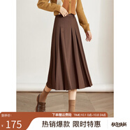 熙世界灰色百褶半身裙子女秋2025新款高腰顯瘦垂感a字西裝半裙 加厚 咖色-不配腰帶 L