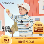 巴拉巴拉嬰兒針織衫女童薄毛衣男童套頭秋裝秋裝可愛時尚 藍白色調(diào)00481 73cm