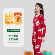 意大萊（yidalai）媽媽秋衣秋褲套裝純棉中老年人女士圓領(lǐng)保暖內衣薄款全棉線(xiàn)衣線(xiàn)褲 5709酒紅 2XL