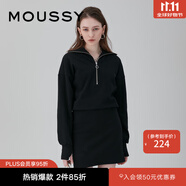 moussy 女裝新款拉鏈半開領(lǐng)松緊腰針織連衣裙女010GSK80-0910 020黑色 M 00002