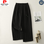 皮爾卡丹（pierre cardin）東北零下羽絨棉褲子女士冬季加厚保暖棉褲夾棉絎線(xiàn)條紋休閑闊腿褲 黑色 M 【95-115斤】