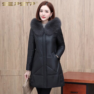 夏典素訂女王（SE.PSTP）2025冬季新款皮衣棉服女pu皮中長(cháng)款棉衣大碼寬松棉襖外套加絨加厚 黑色 4XL