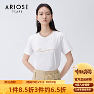 艾諾絲雅詩商場同款夏季新品百搭簡約設(shè)計感印花圓領(lǐng)T恤女20526198 白色 S