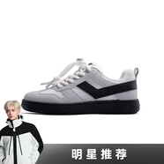 PONY【明星推薦】男童女童滑板鞋防滑耐磨舒適復古休閑舒適運動(dòng)鞋 252K1CW03RW白/灰/黑 30 適合腳長(cháng)約188~190mm