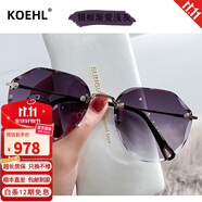 KOEHL新款無(wú)框太陽(yáng)鏡女款防紫外線墨鏡潮流圓臉大臉顯瘦夏天遮陽(yáng)神器 銀框漸變淺灰-防紫外線