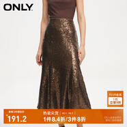 ONLY夏季時(shí)尚亮片魚(yú)尾裙擺高腰包臀裙半身裙女|12411G001 E09 利口褐色 M 165/68A