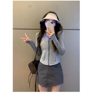 以純A21粉色冰絲防曬衣女2025新款修身收腰瑜伽服短款運(yùn)動(dòng)上衣小個(gè)子 灰色 M