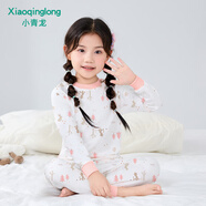 小青龍新款兒童內(nèi)衣套裝純棉春秋長(zhǎng)袖男女寶寶秋衣褲套裝 粉森林熊（女寶寶） 170 (建議160-166cm)