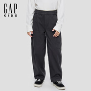 蓋璞Gap男童2025冬季新款經(jīng)典斜紋布工裝錐形休閑褲兒童裝美版848469 灰黑色 110 /56(4-5歲)
