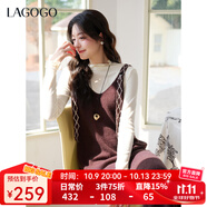 LAGOGO琥珀流光背心連衣裙女拉谷谷2025冬新款高級感修身吊帶裙 棕色 S