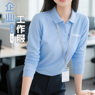 鑫凱蒙長(zhǎng)袖Polo衫定制印logo秋冬t恤企業(yè)商務(wù)團(tuán)體4s店銷售工作服工裝男 【NSCX8099】天藍(lán)色 2XL