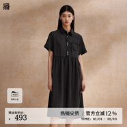 播2024夏季A字中長款牛仔連衣裙DDR2LD5757 K40玄黑 S