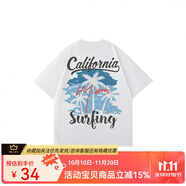 木村三社（MuCunSanShe）椰樹(shù)字母印花300克重磅夏季潮流寬松休閑短230g重磅純棉 白色-230克 S 建議150-160cm/80-100斤